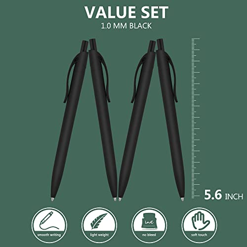 Deegtran 200 Pack Retractable Black Barrel Click Pens, Medium Point, Smooth Ink, 1.0MM