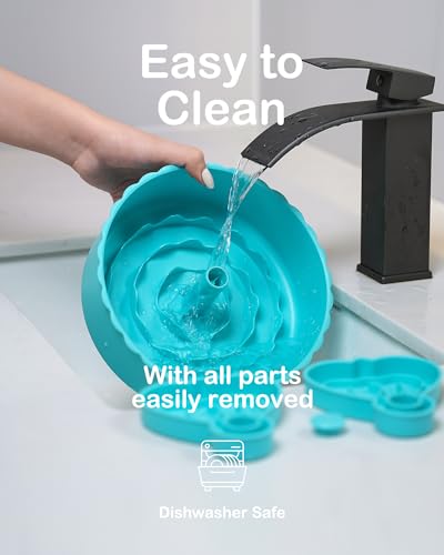 Sted Puzzle Slow Feeder Dog Bowl, Slow Eating Dog Dishes for Medium Large Dogs, Slow Down Eating for Dog Fast Eaters, Dog Maze Slow Feeder Bowl, Blue