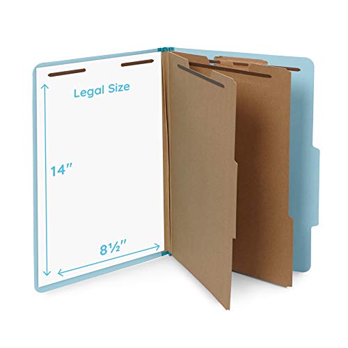 10 Blue Legal Size Classification Folders - 2 Divider 2 Inch Tyvek expansions - Durable 2 Prongs Designed to Organize Standard Law Client Files, Office Reports - Legal Size, 8 3/4 x 14 3/4, 10 Folders