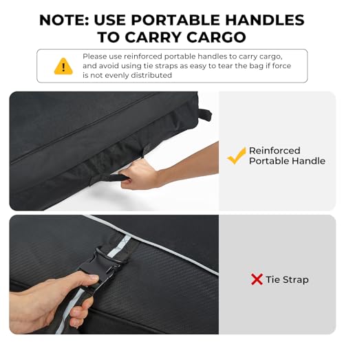 BougeRV Rooftop Cargo Carrier Bag with Anti-Slip Mat 15 Cubic Feet Waterproof Car Roof Bag Roof Top Cargo Luggage Storage Bag 1000D PVC, with 8 Reinforced Straps, Storage Bag for Cars with Racks