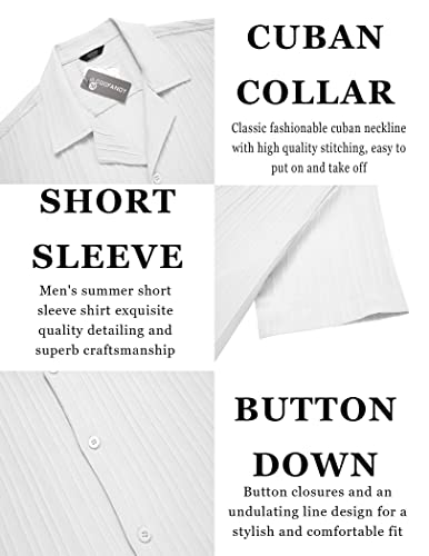 COOFANDY Mens Hawaiian Shirt Short Sleeve Button Down Shirts for Men Linen Beach Shirt, Palm Tree Blue, M