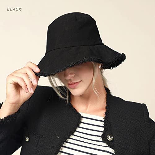 CHOK.LIDS Frayed Bucket Hats for Women Men Unisex Trendy Washed Cotton Floppy Wide Brim Boonie Outdoor Summer Beach Headwear (Scarlet)