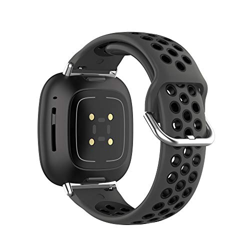 BabyValley Band Compatible with Fitbit Versa 4/Versa 3/Sense Silicone Band+Metal Connector Breathable Bracelet Strap Smartwatch Accessories Band for Versa 3/Sense (Purple+Lemon)