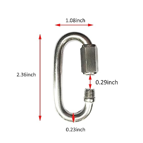 XYSRZ Quick Link(M4), 304 Stainless Steel D Shape Locking Carabiner Heavy Duty Repair Link Pets Keychain for Outdoor Traveling Equipment, 10Pack