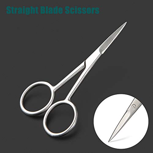BEZOX Small Scissors 2 PCS Set - Nail Cuticle Scissors/Manicure Scissors Kit - Straight and Curved Blade Beauty Scissor for Beard/Mustache, Nose Hair, Ear Hair, Eyelashes and Eyebrow Trimming