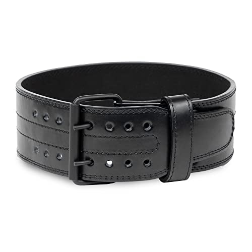Gymreapers Weightlifting Belt 6MM Genuine Leather - Double Prong Power Belt Heavy Duty 4-Inch Wide - Strong, Stabilizing Back Support for Deadlifts, Squats Powerlifting (Black, 2X-Large)