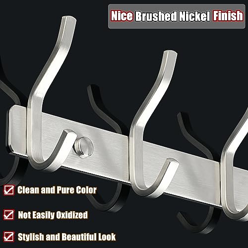 Alise Coat Rack Wall Mount,Coat Hanger Rail with 5 Double Coat Hooks for Hanging Coats,SUS304 Stainless Steel Towel Hanger Hook Racks for Purse Clothes Entryway Jacket Hats,Gold and Black