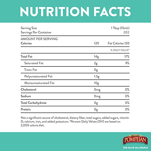 Pompeian Smooth Extra Virgin Olive Oil, First Cold Pressed, Mild and Delicate Flavor, Perfect for Sauteing and Stir-Frying, Naturally Gluten Free, Non-Allergenic, Non-GMO, 101 Fl Oz., Single Bottle