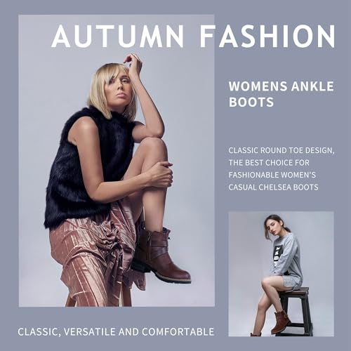 Jeossy Women's 9007A Ankle Casual Chelsea Boots, Fashion Low Heel Booties, Beige, Size 6M US-with Size Zip(DJY9007A Beige 06)