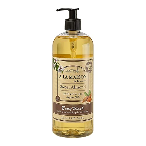 A LA MAISON French Hydrating Liquid Body Wash, Sweet Almond - Natural Body Wash Made with Essential Oils - Biodegradable, Plant-Based, Vegan, Cruelty-Free, Alcohol & Paraben Free (25.36 oz, 1 Pack)