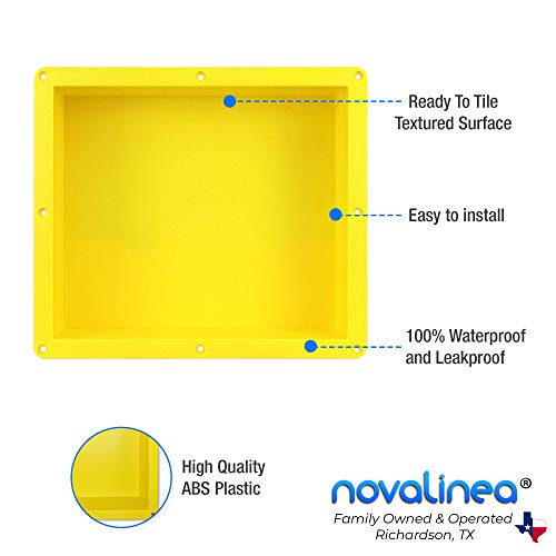 Novalinea 16" x 14" Single Shelf Recessed Shower Niche with Mounting Screws Included, Mounts Flush with 1/2" Backerboard, Ready to Tile, Easy to Install and Waterproof
