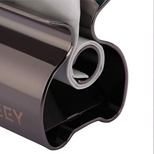 XYKEEY Toothpaste Tube Squeezer - Set of 2 Toothpaste Squeezer Rollers, Metal Toothpaste Tube Wringer Seat Holder Stand (Black)