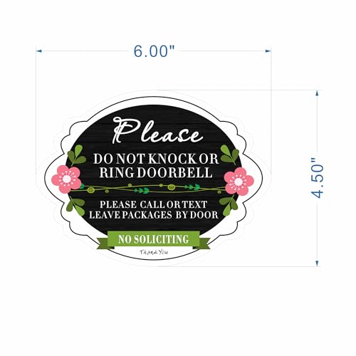 No Soliciting Sign for House Do Not Knock or Ring Doorbell Sign,Baby Sleeping Do Not Disturb Sign (Acrylic Material 4.5x6in)