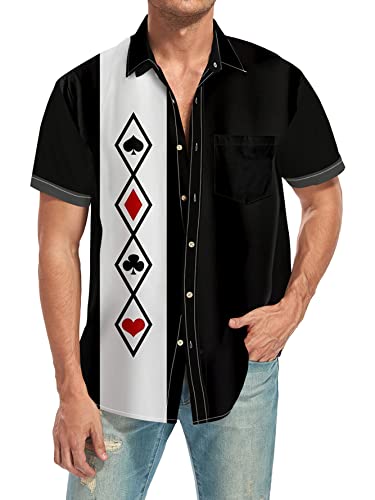 Men's St Patrick's Day Shirts 50's Vintage Bowling Print Short Sleeve Plus Size Camp Shirts