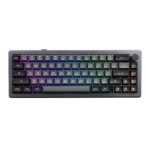 EPOMAKER EK68 65% Wireless Gaming Keyboard, Hot Swappable Gasket Mechanical Keyboard with Metal Knob, Bluetooth 5.0/2.4Ghz Wireless/USB-C Wired Custom Keyboard (Black Gold, Budgerigar Switch)
