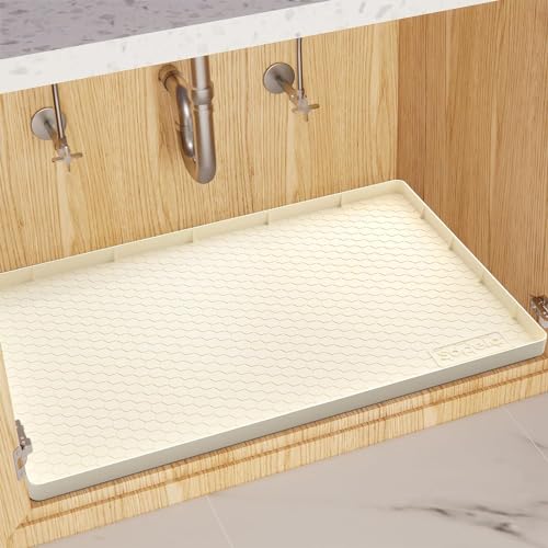 Sdpeia Under Sink Organizer Waterproof Under Sink Mat for Kitchen and Bathroom - Protects Cabinets from Leaks 19 x 12 inches Shelf Liner Feeding Mat Litter Mat(Orange)