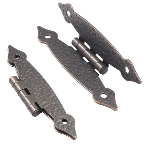 Kyuionty 6 Pack H-Shape Cabinet Hinges, Hammercraft Flush Door Hinge for Kitchen Cupboard Wardrobe (Antique Copper)