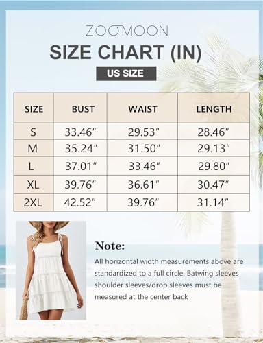 ZOOMOON Women's Summer Mini Dress Sleeveless Boho Spaghetti Strap Dresses Casual Flowy A Line Cami Dress - Apricot,S