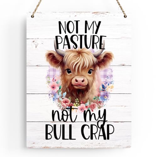 Krollma Farmhouse Highland Cow Wall Hanging Decor, Rustic Kitchen Wall Decor Funny Kitchen Decor Wall Art, Highland Cow Wall Art Highland Cow Decor, Country Kitchen Decorations, 8x10 Inches (MPCB053)
