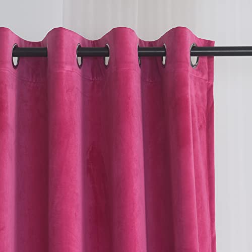 Roslynwood Decorative Velvet Noise Reducing Blackout Curtains Grommet Top Soft Thermal Insulated Home Office Drapes for Bedroom 52W x 84L Inch, Stone Blue, Set of 2 Panels