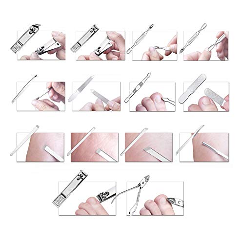 Manicure Set Pedicure Kit Professional 19 Pcs Nail Clipper for Men & Women Stainless Steel Sharp Cutter Grooming Nose Hair Scissors…Black Fingernails & Toenails with Portable Case (Black_19 pieces)