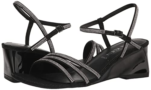 Anne Klein Women's Genova Wedge Sandal, Silver, 11