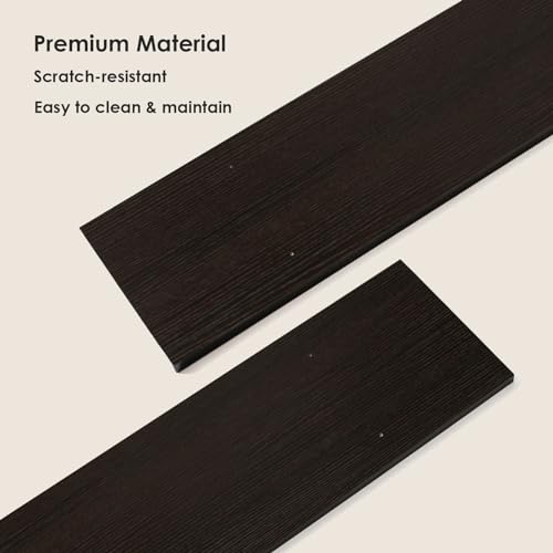 DINZI LVJ Long Wall Shelves, 23.6 Inch Large Floating Shelves Set of 2, Wide Display Shelf Wall Mounted with Brackets, Easy Hanging for Living Room, Toilet, Office, Bedroom, Espresso