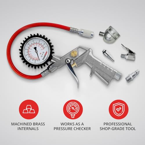 Prestaflator Bike Tire Inflator, Presta & Schrader Valve Air Compressor Tool – Works with Tubeless & Standard Tires – Bike & Car Air Compressor Tire Inflator for MTB & Road Bikes