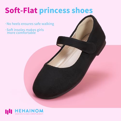 Hehainom Girls Dress Shoes Toddler Little Kid Rainestone Bow Flower Girl Shoes School Wedding Party Flats (Purple Sequin, 1 Little Kid)