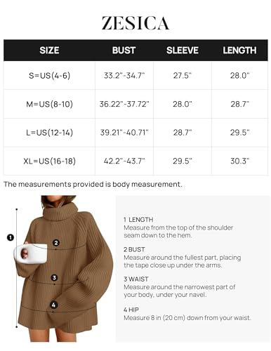 ZESICA Women's 2024 Winter Sweaters Oversized Turtleneck Long Sleeve Chunky Knitted Pullover Sweater Jumper Tops,Turquoise,Medium