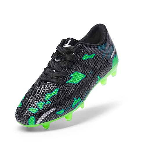 DREAM PAIRS Boys Girls Soccer Cleats Kids Football Shoes for Little/Big Kid,Size 11 Little Kid,Black/Green,SDSO2301K