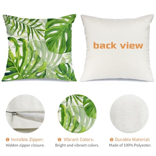 AACORS Summer Pillow Cover 12x20 Inch Palm Tree Decor Tropical Green Leaf Farmhouse Seasonal Decorative Pillow Case for Home Sofa Couch(Green) AA536-12