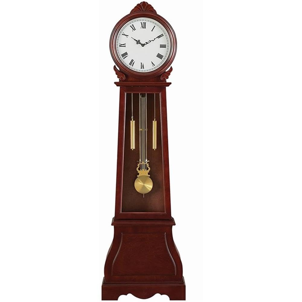 Coaster Home Furnishings Grandfather Clock with Chime Brown Red, 9"D x 20"W x 71.75"H