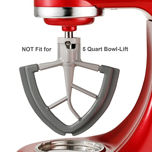 Flex Edge Beater for KitchenAid Tilt-Head Stand Mixer, 4.5-5 Quart Flat Beater Paddle with Flexible Silicone Edges Bowl Scraper, Grey