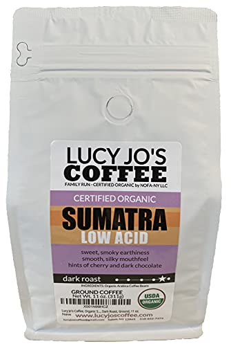 Lucy Jo's Coffee, Organic Festive Holiday Blend, Low Acid, Medium Dark Roast, Ground, 11 oz