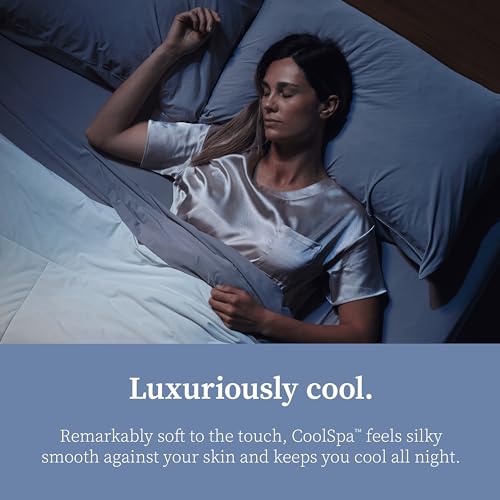 Comphy by Coop CoolSpa Cooling Bed Sheets, 4 Piece Full Sheet Set, White Breathable Cooling and Super Soft Sheets, Luxury Spa & Hotel Quality Full Sheets, Cooling Sheets Full Size Bed Set