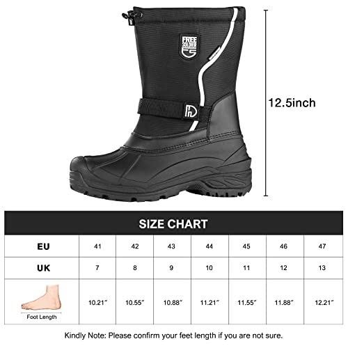 FREE SOLDIER Mens Snow Boots Insulated Waterproof Hiking Winter Shoes Nonslip Outdoor Ankle Cold Weather Boots with Warm Inner(Black,7)