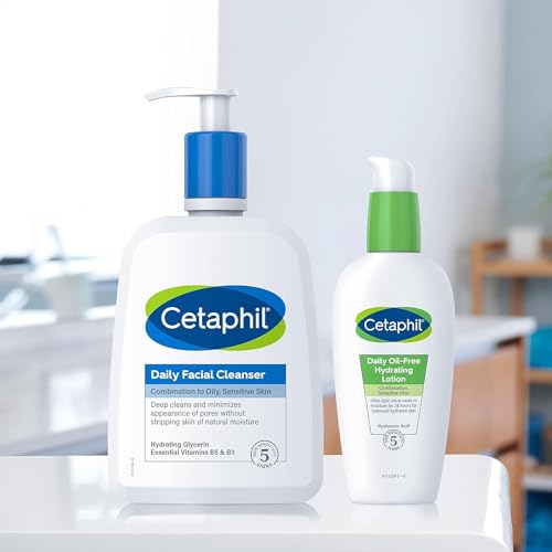 Face Wash by CETAPHIL, Daily Facial Cleanser for Sensitive, Combination to Oily Skin, NEW 16 oz 2 Pack, Gentle Foaming, Soap Free, Hypoallergenic
