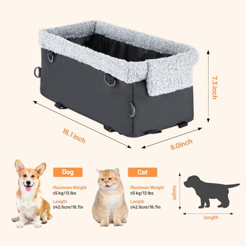 UNICITII Dog Car Seat for Small Dog, Raised Dog Booster Seat with Metal Frame, Dog Car Booster Seat Puppy Car Seat for Pets Small Dogs Cats