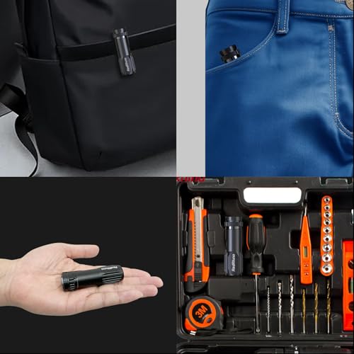 REDRHINO Small LED Flashlight 4 Pack, Rechargeable EDC Compact Pocket Lights, 400 Lumens Mini Flash Light with Clip, Bright Little Flashlights for Home, Emergency, Camping, Outdoor 2B2G