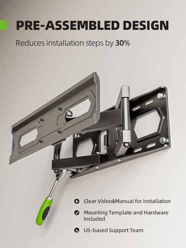 USX MOUNT TV Wall Mount for 32-65 inch Flat Screen/LED/4K TVs up to 110lbs, Full Motion TV Bracket, Swivel/Tilt TV Mount with Articulating Dual Arms, Max VESA 400x400mm, Fits 12/16" Wood Stud