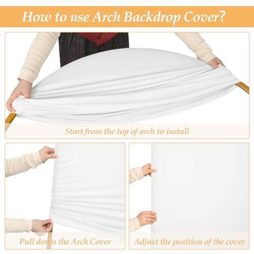 HMQIANG White Wedding Arch Backdrop Cover 6FT, Thicken Premium Spandex Fitted Backdrop Stand Covers for Birthday, Party, Baby Shower Banquet Arch Decoration