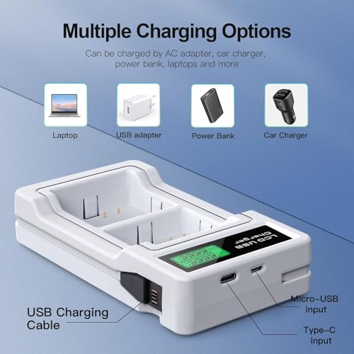 E EGOWAY 2-Packs Batteries Compatible with Arlo Pro 5S 2K, Arlo Pro 4, Pro 3, Arlo Ultra 2, Ultra Cameras VMA5400 VMC4040P VMC4060P A-4a, 3.85V 4800mAh, with LCD Dual Charger
