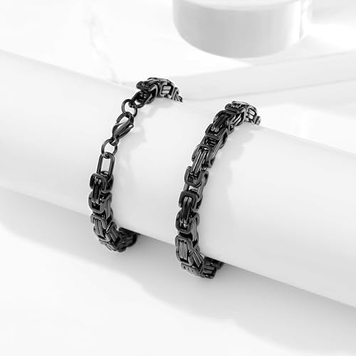 JoycuFF Gifts for Men Gift for Husband Anniversary Birthday Gifts for Him from Wife To My Husband Man Bracelet Stainless Steel Bracelets for Men Gifts for Him Husband Black Mens Bracelets 9 In