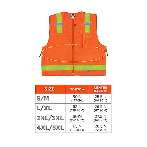 Ergodyne GloWear 8250ZHG Class-2 Hi-Gloss Surveyors Safety Vest, Orange, Small/Medium