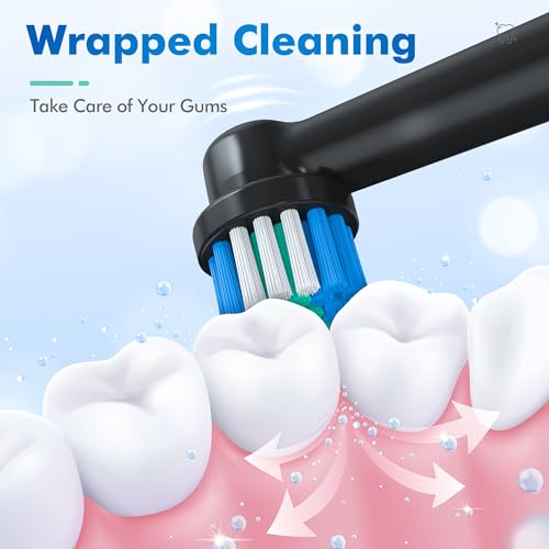 Keosaa Replacement Toothbrush Heads Compatible with Oral B, Pack of 8 Professional Electric Toothbrush Heads Oral-B 7000/Pro 1000/9600/ 500/3000/8000 (Black)