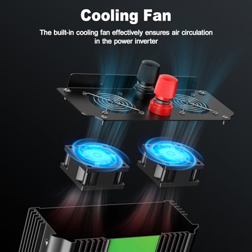 3000W Power Inverter,Peak Power 6000W 12V DC to AC 110V120V,Remote Control with 2AC Outlets and 2.4USB Port,LCD Display for Power Converter,Outdoor Activities,Emergency,Vehicles Truck RV Solar System