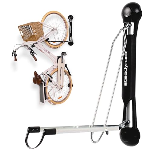 Steadyrack Bike Rack – Swivel Bike Wall Mount for eBikes with Fender, 20”-29” Wheel Diameter eBike Rack, 77lbs Capacity Bicycle Hanger, Easy Lift Design