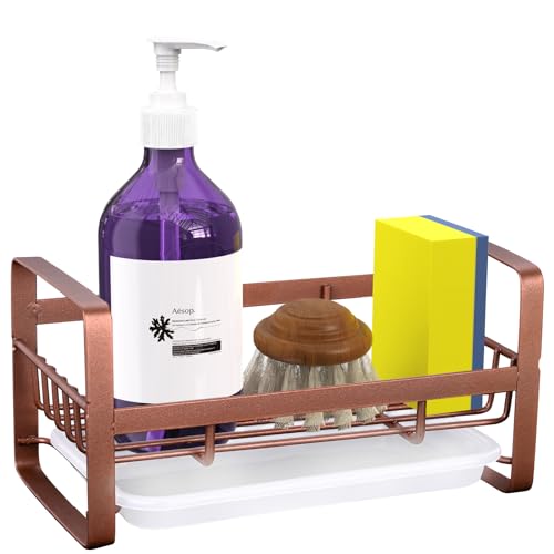 VANTEN Kitchen Sink Caddy Sponge Holder, Sponge Holder for Kitchen Sink, Sink Organizer, Soap Dish Dispenser Brush Holder Storage Home & Kitchen Accessories