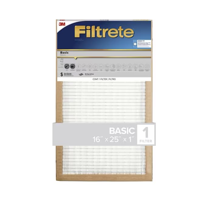 Filtrete 20x20x1 Air Filter, 3M MERV 5 HVAC AC Furnace Filter Replacement, 6-Pack (Actual Size 19.69x19.69x0.88 in)